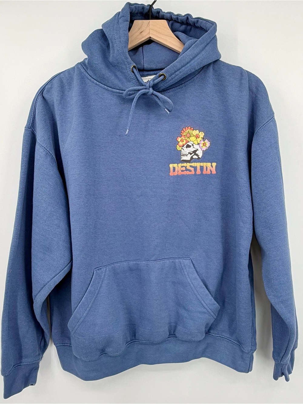 Pacific & Co Destin Skeleton Floral Graphic Hoodie Blue Medium